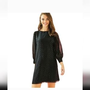Lily Pulitzer Black Polka Dot Long Sleeve Dress Size 0